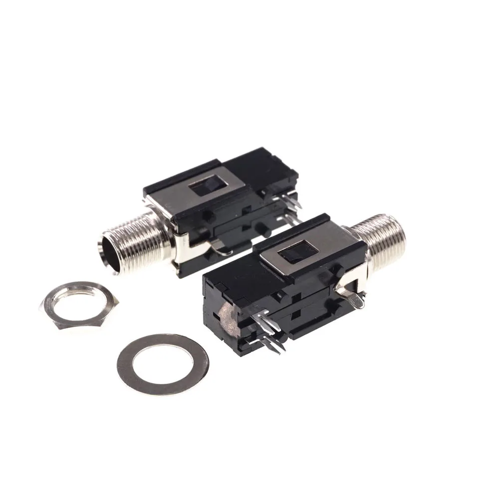 2 Pcs Thread Lock Panel Mount 1/4" 6.35 mm Mono Phone Jack Headphone