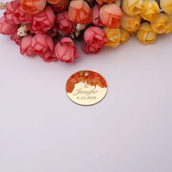 

30pcs/lot Mirror Cards Custom Invitation Cards 3cm ,Personalized Party Decoration Accessories For your Name and Date