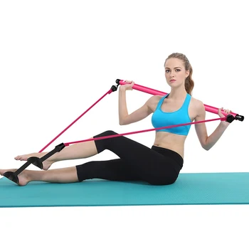 

Portable Pilates Bar Kit With Resistance Band Adjustable Pilates Exercise Stick Toning Bar For Fitness Home Yoga Gym