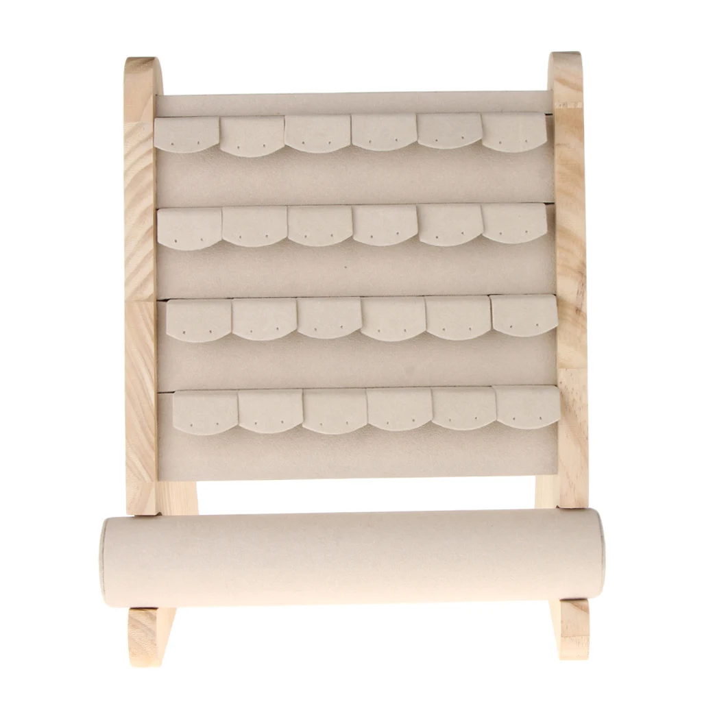 Wooden Jewellery Organizer Rack Hook Earrings Holder Hanger Necklace Watch Bracelet Stand Display Storage
