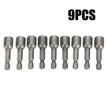 

9Pc 1/4 Magnetic Nut Driver Set 6mm Shank Socket Adapter Hex Drill Bit Tool
