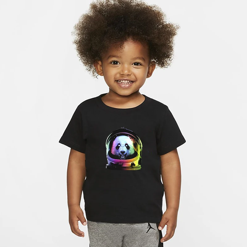 Camiseta/Милая Детская футболка с принтом панды летние футболки с короткими рукавами топы, футболки, костюм Повседневная хлопковая Футболка Disfraz, размеры от 2 до 14 лет