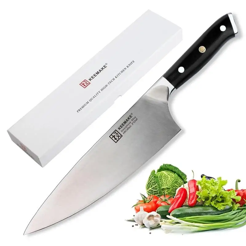 KEEMAKE 8 inch Chef Knife Liquid Metal Kitchen Knives Razor Sharp Slicing  Cutting Tools Top Grade G10 Handle Grip
