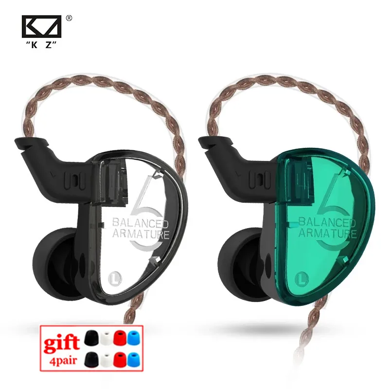 KZ AS06 наушники 3BA сбалансированный арматурный драйвер HIFI бас в ухо монитор