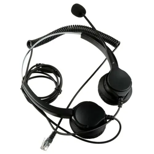 Hands free Call Center Binaural Headset Headphone Noise Cancelling Corded Mic