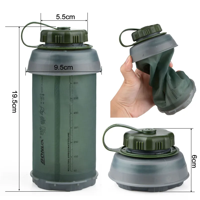 

750ml Collapsible Foldable Water Bottle 750ml Free Reusable Foldable Folding Lightweight Compact for Camping Backpacking Hiking