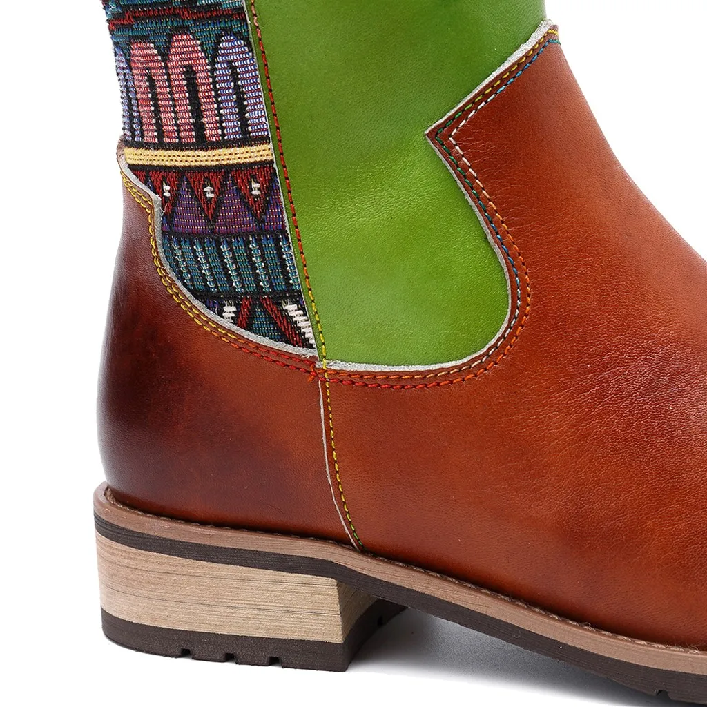 SAGACE/Женская обувь с вышивкой в стиле ретро; сапоги до колена в богемном стиле с комбинированным узором; большие размеры; Разноцветные Женские ботинки для путешествий; 9 октября