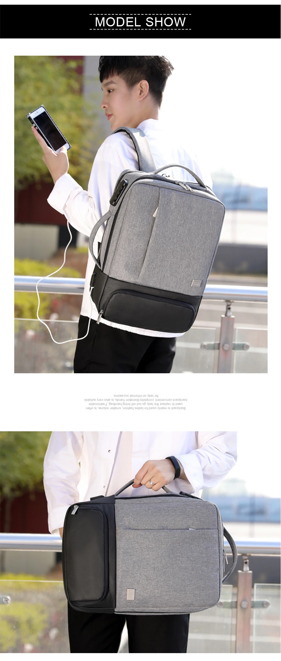 LOOZYKIT, мужской рюкзак, рюкзаки для ноутбука, 17 дюймов, 15,6 дюймов, Противоугонный мужской рюкзак для ноутбука, рюкзак для путешествий, офисный женский рюкзак для путешествий