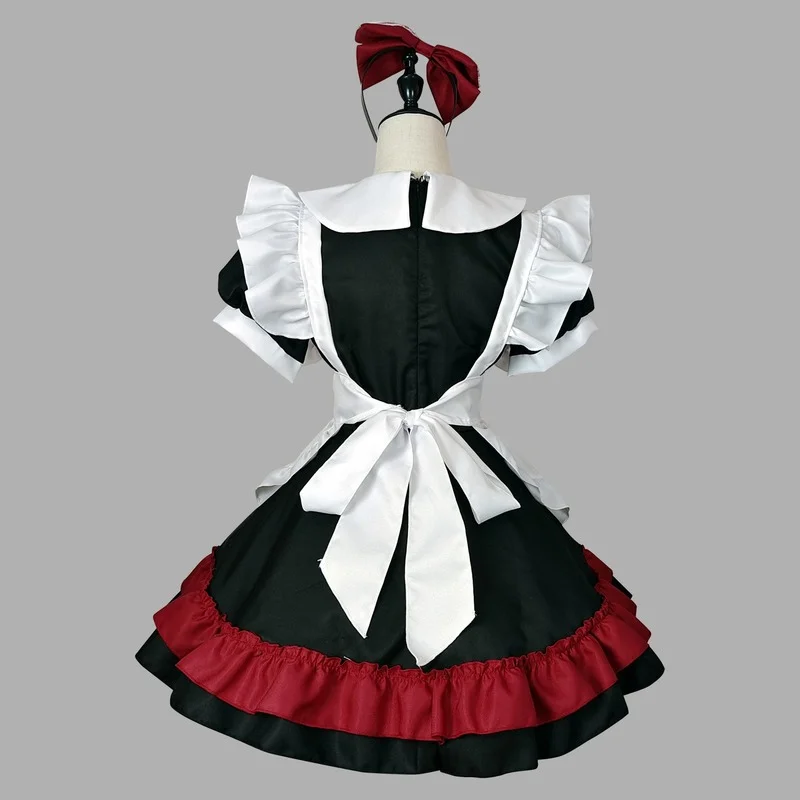 Cosplay Costume Halloween Anime Cosplay Maid Costumes Women Black Red Animation Show Little Evil Maid Role Play Outfits sexy Lingerie Dress