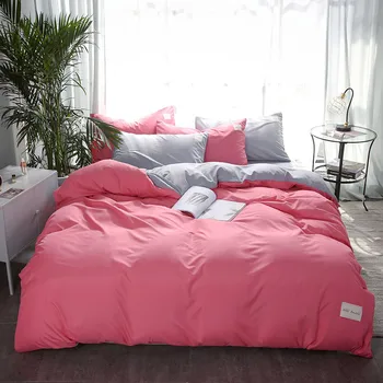 

Fashion Style Solid Color Bedding Sets High Quality 4pcs Bedding Sets Duvet Cover Bed Sheet Bedclothes with Pillowcase King Size