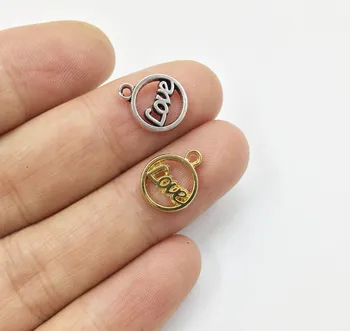 

Eruifa 20pcs 10mm Mini Love Burnished silver Zinc alloy Beads Charms Pendant Jewelry DIY Handmade Necklace,Earrings