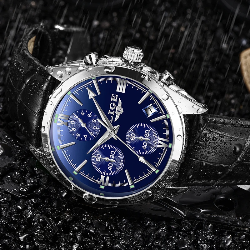 LIGE Men Watches Top Luxury Brand Watch For Men Military Sports Waterproof Quartz Clock Classic Men Wristwatch Relogio Masculino afbeelding