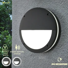 European 12w Modern Wall Lights Outdoor With Radar Sensor Ip65 Waterproof Exterior Led Wall Sconce Light Lamp Light Control New