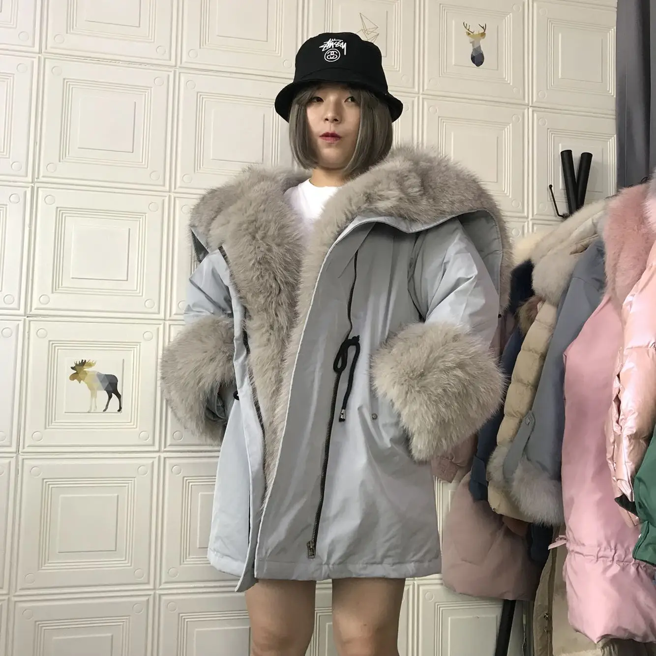 Long Warm Luxury Real Fox Fur Liner Duck Down Coat Warm Windproof Thickened Down Coat Winter Fashion Female Outwear Jacket