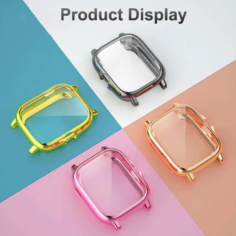 Stainless Steel Strap with Screen Protector Case For Amazfit GTS 2 Mini Bip U Pro Pop Bip S Lite,fitness tracker strap,watch strap,leather watchband,silicone watch band,nylon watch strap,metal watchband,smart bracelet strap,screen protectors,watch screen protector,watch screen protector case,watch protector case
