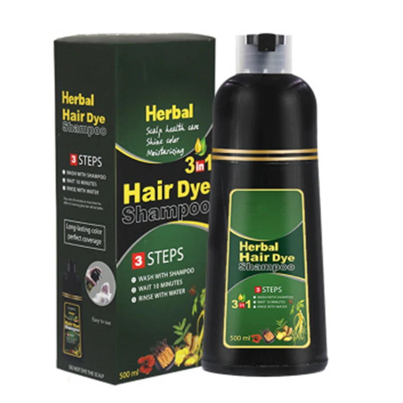 

500ml Natural Permanent Hair Color Shampoo Long Lasting Hair Dye Shampoo Nourishes Protects Repairs Scalp Hair Care