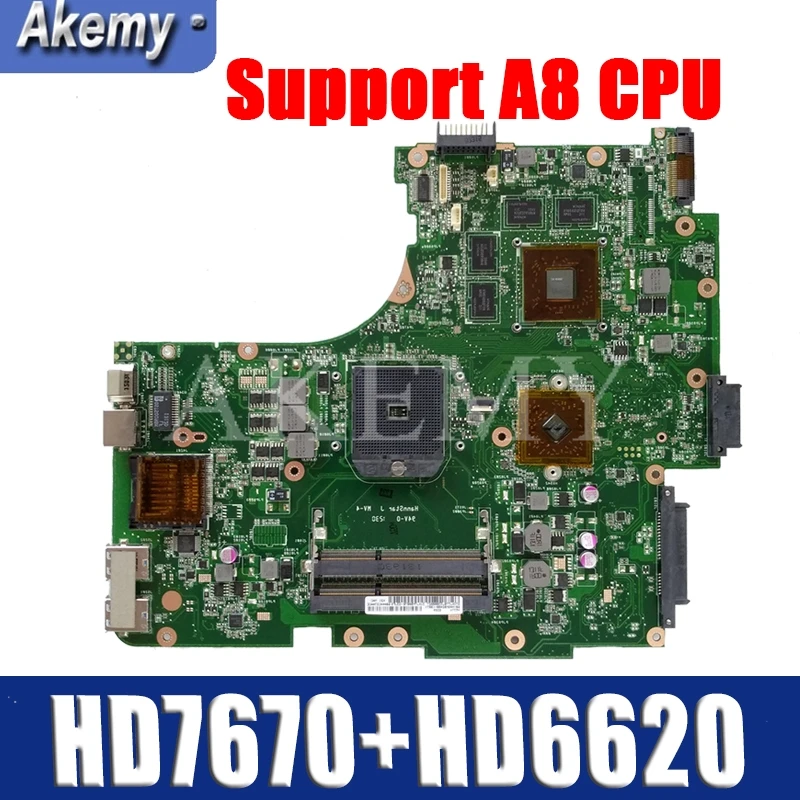 Akemy N53TK moederbord voor ASUS N53T N53TA N53TK laptop moederbord HD7670 + HD6620 GPU Ondersteuning A8 CPU Test werk 100% origineel Akemy N53TK moederbord voor ASUS N53T N53TA N53TK laptop moederbord HD7670 + HD6620 GPU Ondersteuning A8 CPU Test werk 100% origineel