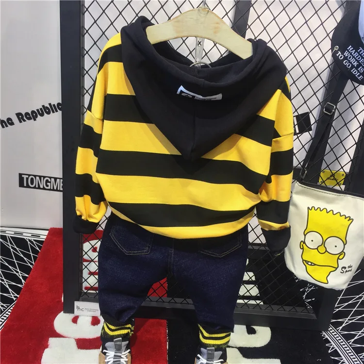 Childrenswear Spring And Autumn New Style BOY'S Hoody Korean-style Children Stripes Hooded Pullover Hoody