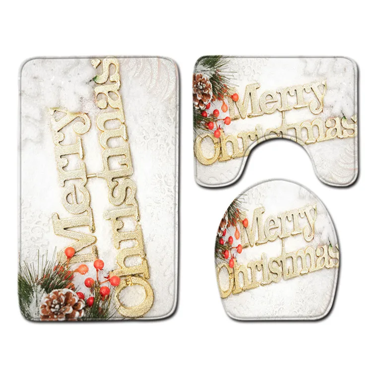 Free Shipping 3Pcs/set Merry Christmas Bathroom Carpet Set Dywaniki Lazienkow Bath Mats Rug Tapete Banheiro Tapis Salle De Bain
