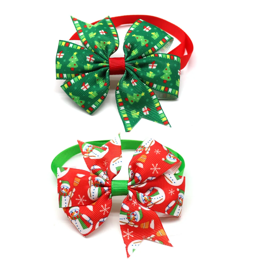 100pcs Dog Christmas Accessories Dog Bow Tie Pet Dog Cat Xmas Bowties Neckties Small Dog Holiday Party Grooming Accessores