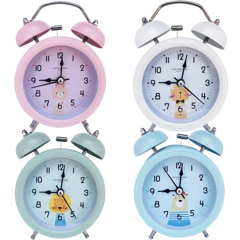 Retro Loud Alarm Clock Double Bell Mechanical Key Wound Silent Pointer