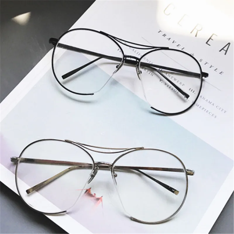 2019 Vintage Gold Metal Frame Eyeglasses Mens Womens Sun glasses Retro round Optical Lens Eyewear Nerd Clear Glasses | Аксессуары для