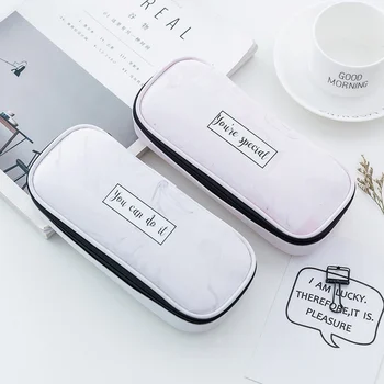 

Marble Pattern PU Pencil Cases Large Capacity Waterproof School Stationery Pencilcase Kawaii Bag Girls Pencil Case For School