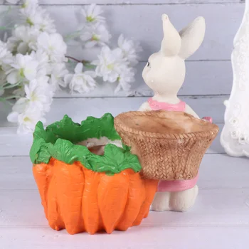 

1PC Resin Art Flowerpot Unique Succulent Planter Rabbit Design Pot Mini Bonsai Holder Storage Container