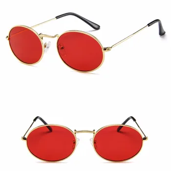 

1PC Retro Oval Sunglasses Women Luxury Brand Designer Vintage Small Black Red Yellow Shades Sun Glasses Female Oval Frame UV400