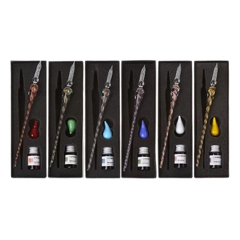 

1 Pc Vintage Handmade Art Elegant Crystal Glass Dip Pen Sign Ink Pens
