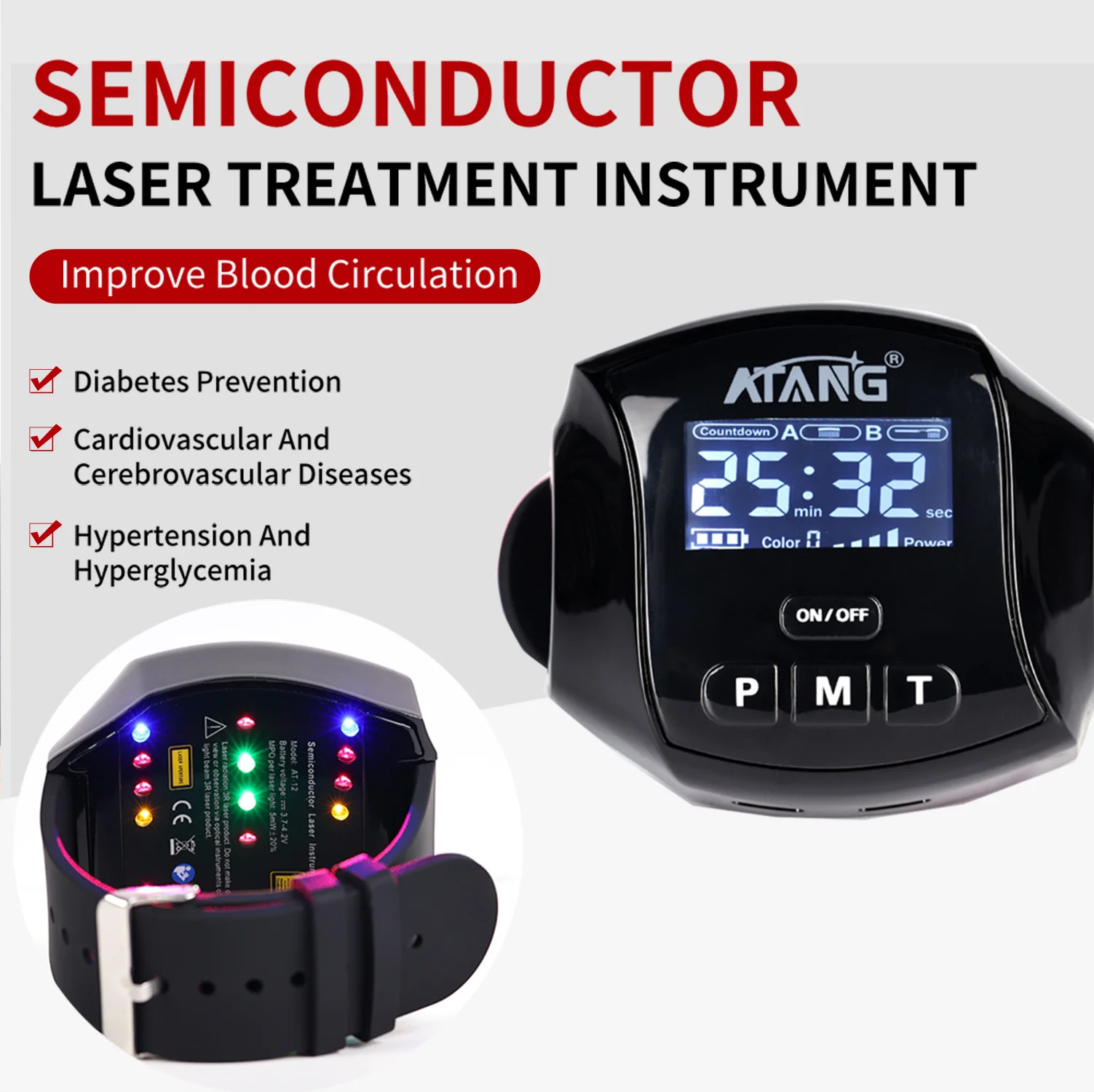 Cold Laser Therapy Watch Relieve High Blood Pressure High Blood Sugar High Blood Fat Promote Blood Circulation