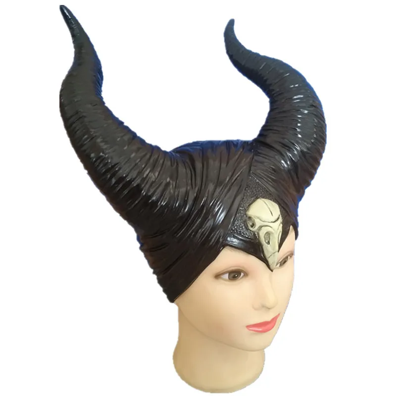 Хэллоуин косплей Maleficent: любовница злой ведьмы рога головные уборы маска головные уборы шлем вечерние Black queen