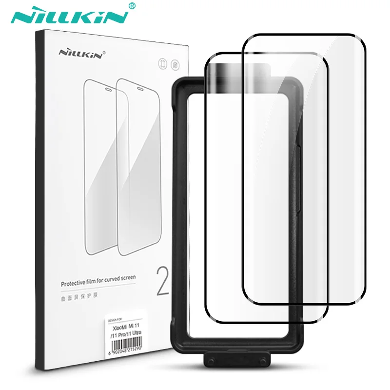 NILLKIN 2PCS Full Glue Screen Protector For Xiaomi Mi 11 Ultra Full Coverage Curved Film For Xiaomi Mi 11 11 pro With tools