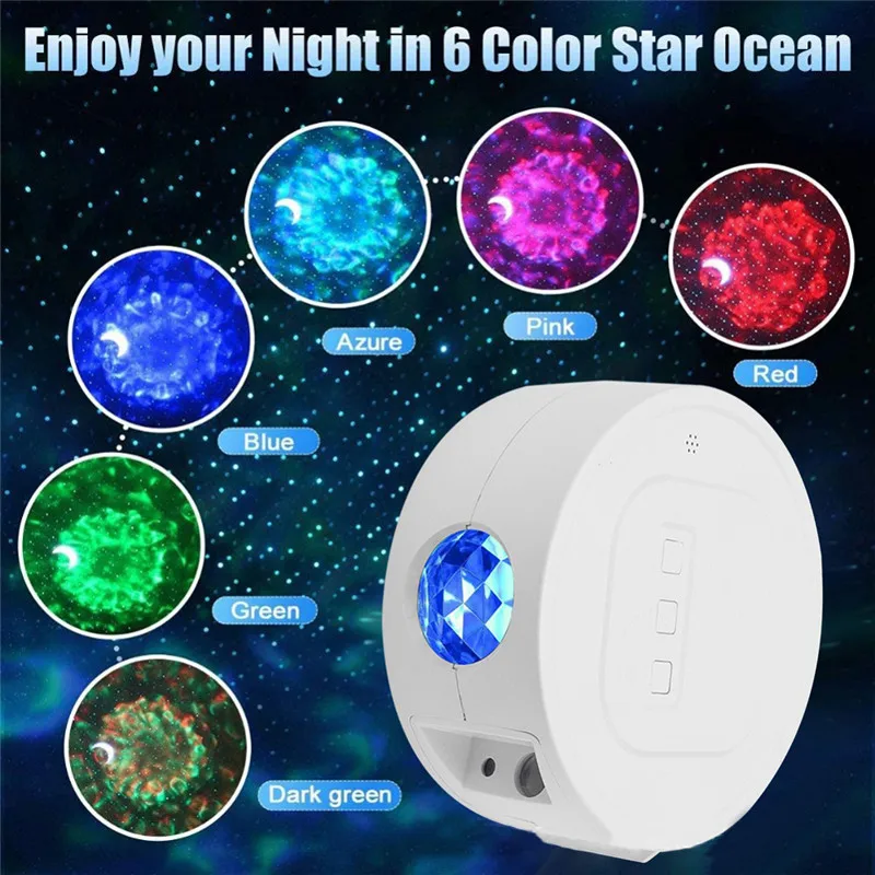 

Colorful Stary Sky Projector Ocean Waving Light LED Nebula Cloud Night Light 360 Degree Rotation Night Light Lamp Christmas Gift