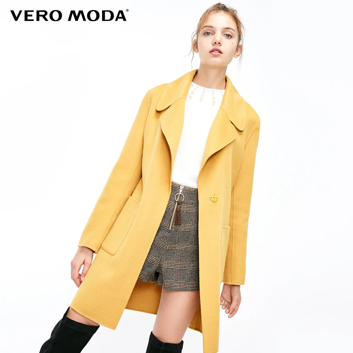 Vero Moda Женская Осень 61% шерсть Чистый простой пальто шерстяное пальто | 318327528