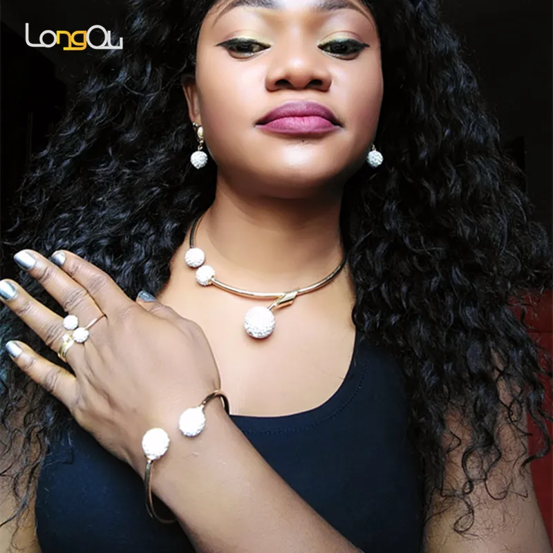 Longqu 2019 Dubai Gold Jewelry Set Nigerian wedding accessories designer jewelry set Wholesale statement Bridal | Украшения и