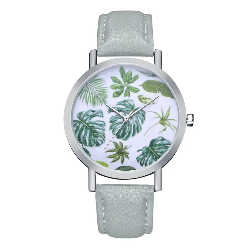 

High-quality Brand new ZLF-00206 Ladies Silver color Shell Tropical Leaf Quartz Watch blue Fashionable Popular Nice Sweety Gift