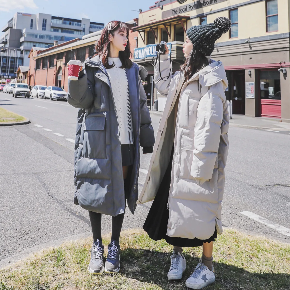 

8621-m65-p165 over-the-Knee Cotton Coat down Coat Cotton-padded Clothes Hooded Long (Price 238 Yuan)