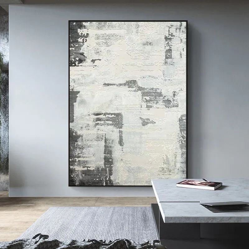 

Hand painted abstract oil painting porch restaurant decorative painting modern gray texture simple simple european square abstra
