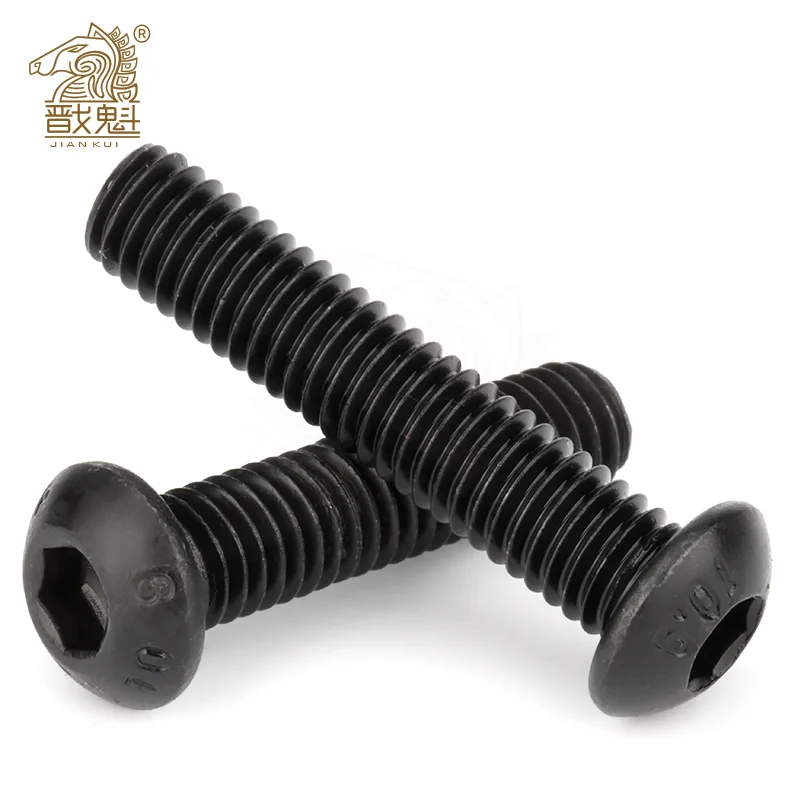 10-50pcs/lot ISO7380 Hex Screw M2 M2.5 M3 M4 M5 M6 M8 Black Button Head Hex Socket Cap Screw Hexagon Socket Round Head Screws