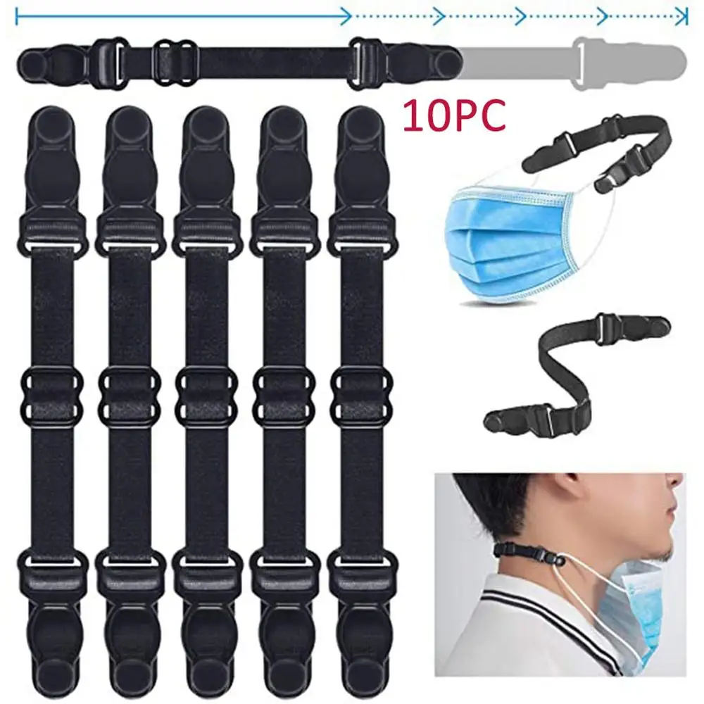 3 pcs Black and 3 pcs White Adovs 6 Gears Adjustable Mask Accessories Hook，Mask Hook Buckle Ear Mask Special for Relieving Long-time Wearing Ears Pressure&Pain 