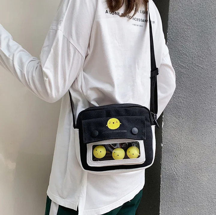 

New Style Cartoon Chick Print Mini Crossbody Bags Canvas Women Shoulder Messenger Bag