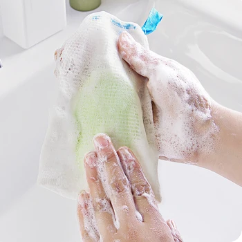 

10pcs Color Random Handmade Soap Cleansing Facial Cleanser Bubbler Foaming Net Small Lightweight And Foldable Bubble Ribbon Bag
