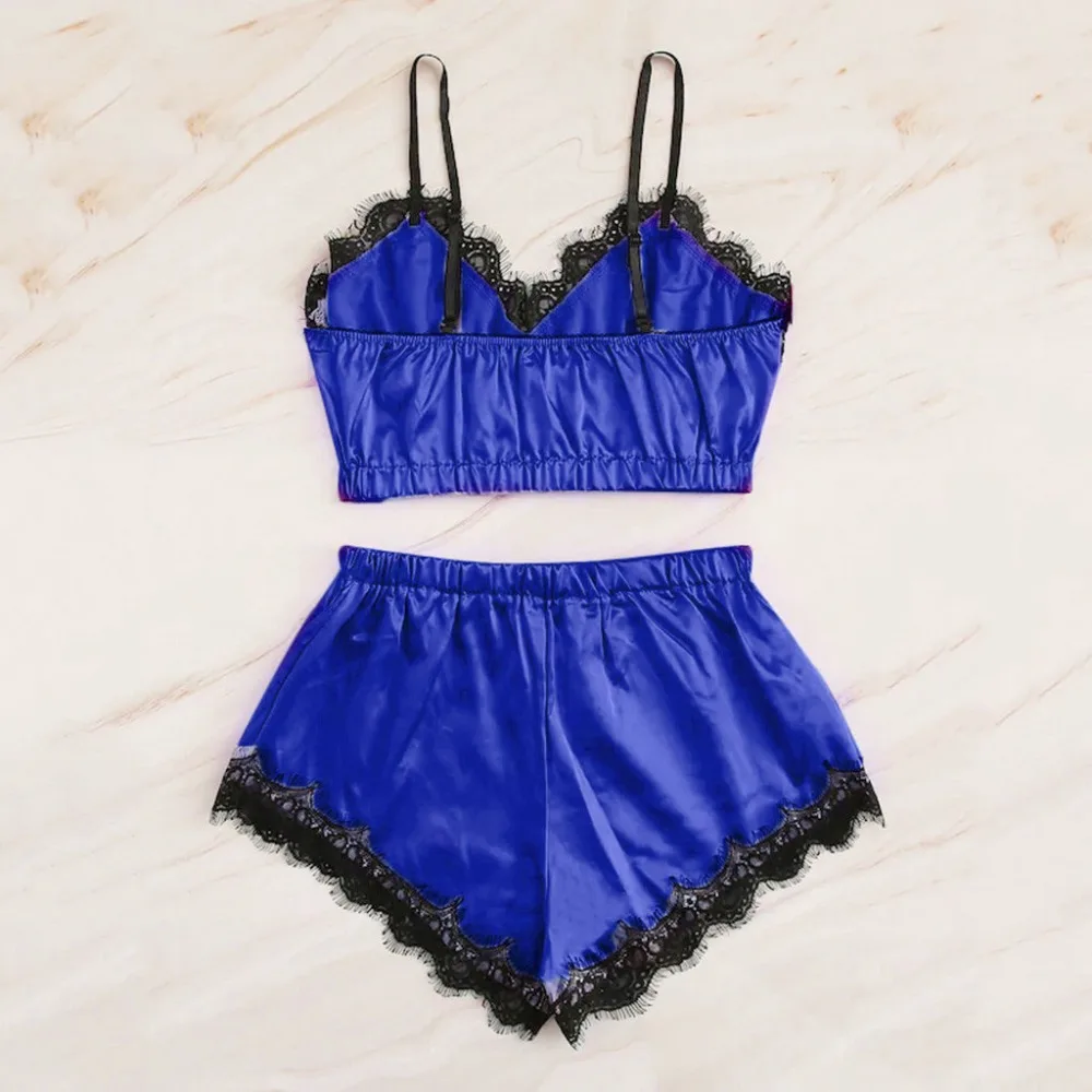Сексуальные пижамы Для женщин шелковые кружева сетки нижнее белье Babydoll ночная Пижама летняя пикантная женская одежда 잠옷 수면잠옷