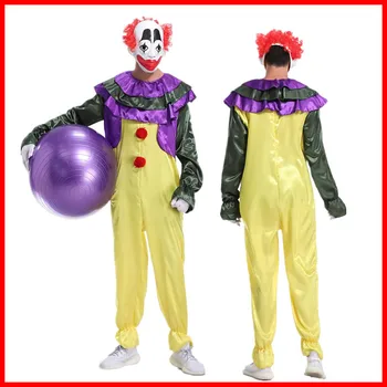 

Adult Funny Circus Clown uniform Cosplay Costume Clown Performance jumpsuit Cosplay Halloween clown funny costume clown mask wig