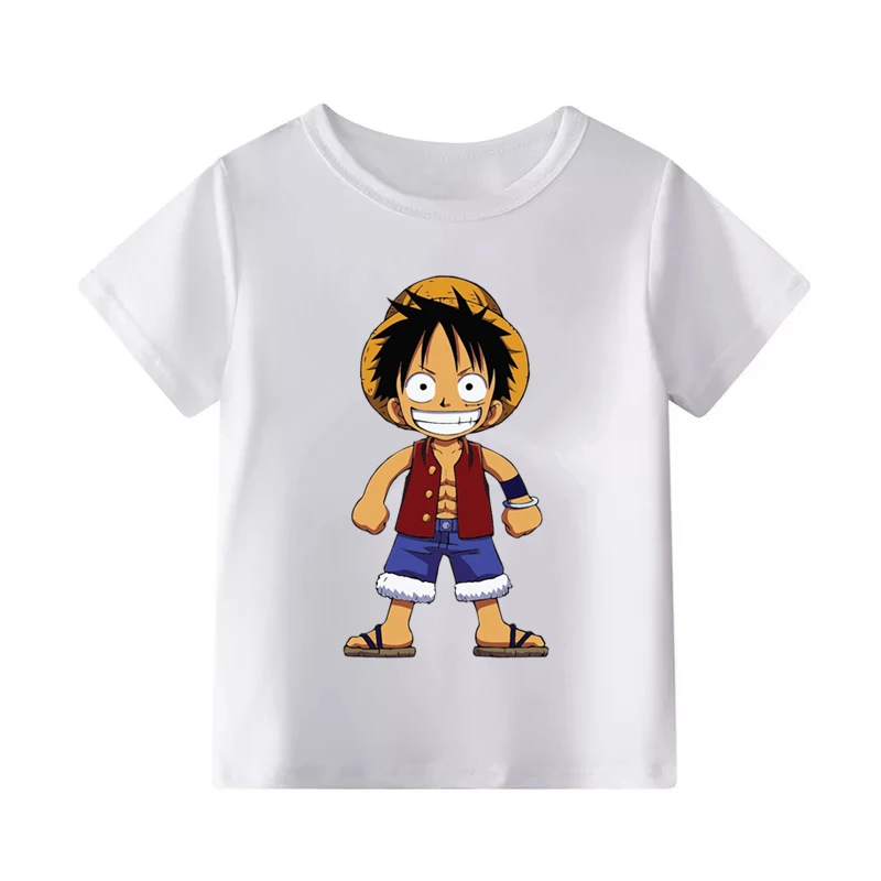 Luffy T shirt Casual Cotton One Piece Tshirt Homme O neck Streetwear Kids t-shirt Boys clothes anime Summer top tees