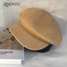 QDKPOTC, женская шапка, Осень-зима, новинка, модная, тонкая, в клетку, Newsboy, кепка s, для отдыха, унисекс, регулируемая, восьмиугольная кепка