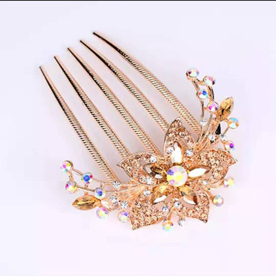 Colorful Flowers Rhinestone Hairpins Retro Women's Hollow Out Crystal  Hair Comb Hairpin Fashion Hair Accessories Headdress