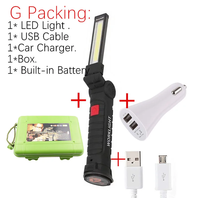 unique flashlights USB Rechargeable With Built-in Battery Set Multi Function Folding Work Light COB LED Camping Torch Flashlight flashtorch mini Flashlights