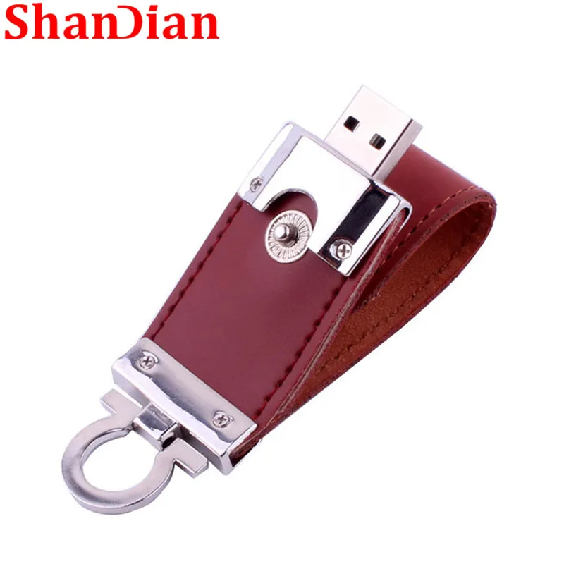 SHANDIAN коричневые кожаные флеш диск USB 2 0 4GB/8GB/16GB/32GB/64GB 128GB брелок накопителей и